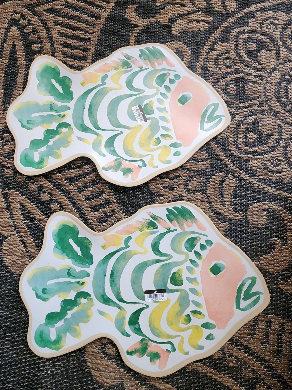 Threshold Coastal 17" Figural Fish Serving Platter Multicolor X2